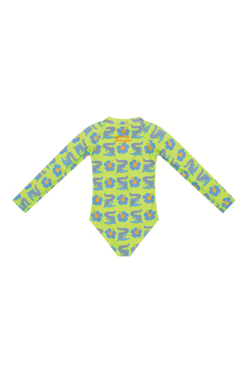 Back of the Trop a Croc long sleeve girls UPF 50+ swim onesie