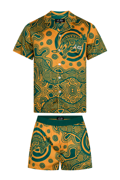 Adults Pyjama Set in Indigenous Wallabies