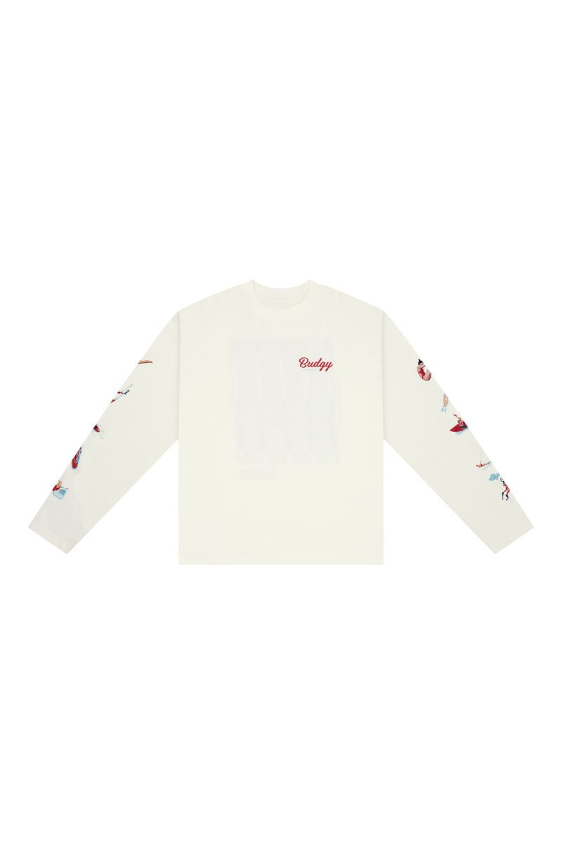 White Long Sleeve Tee with Watersports