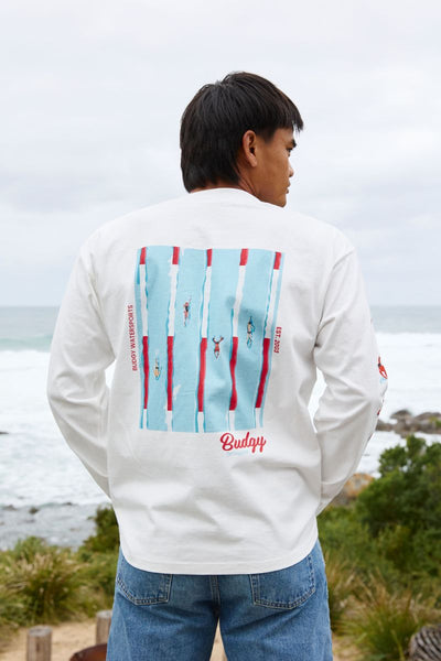 White Long Sleeve Tee with Watersports