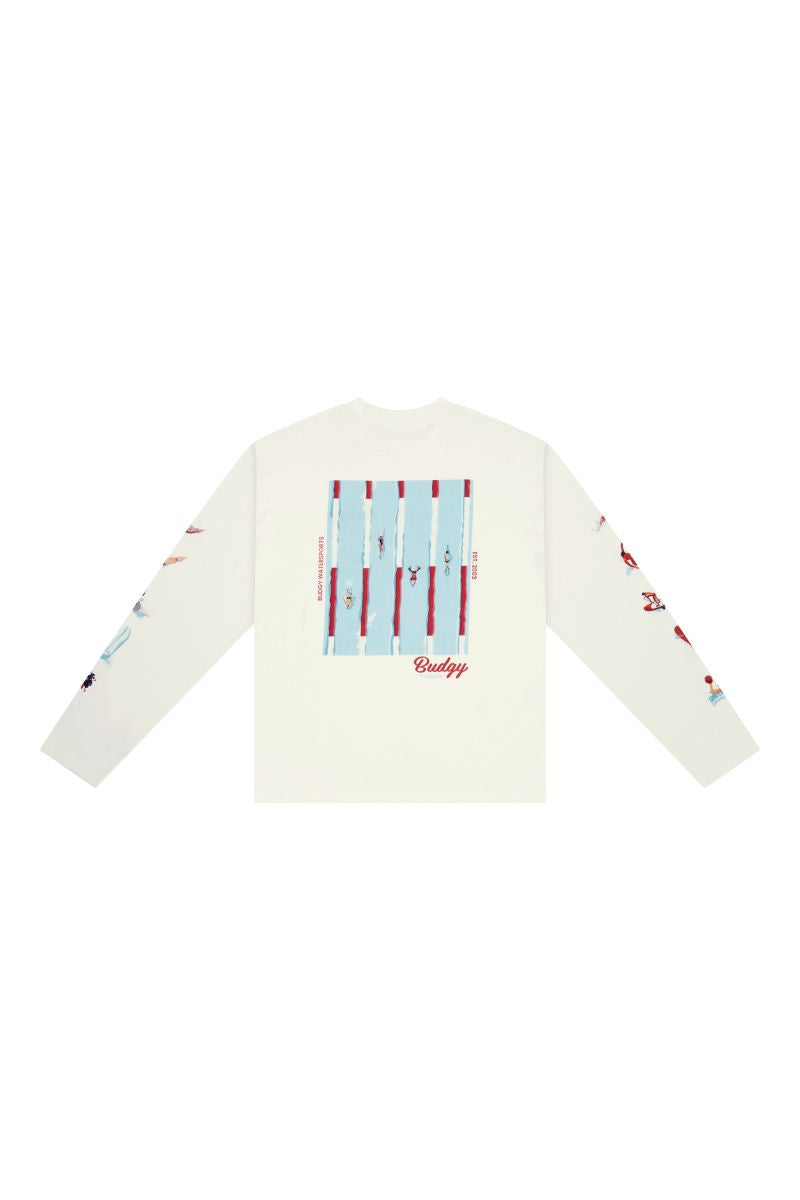 White Long Sleeve Tee with Watersports