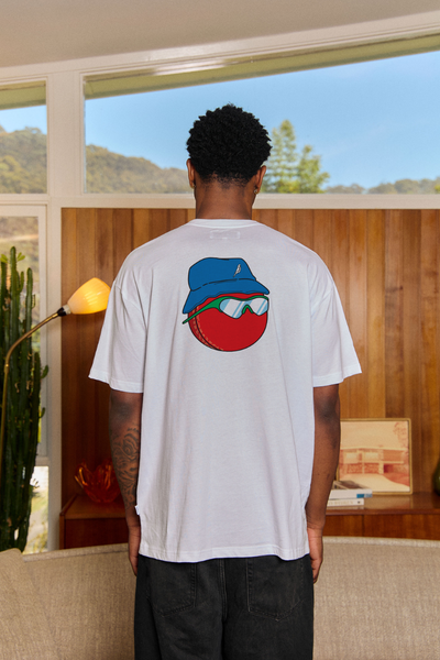 Lightweight White Tee with Fast Bowlers