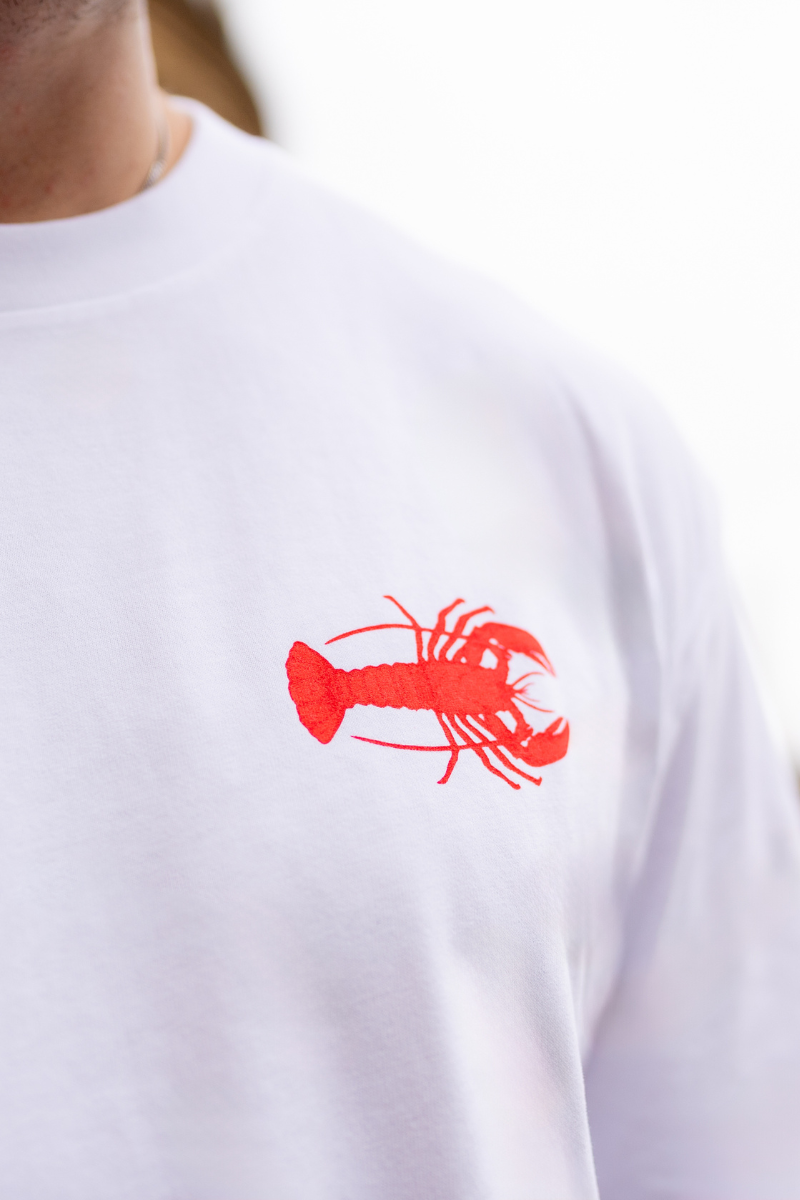 White Tee with Lobster