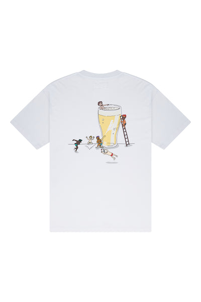 Lightweight White Tee with Teeny Tiny Beer People