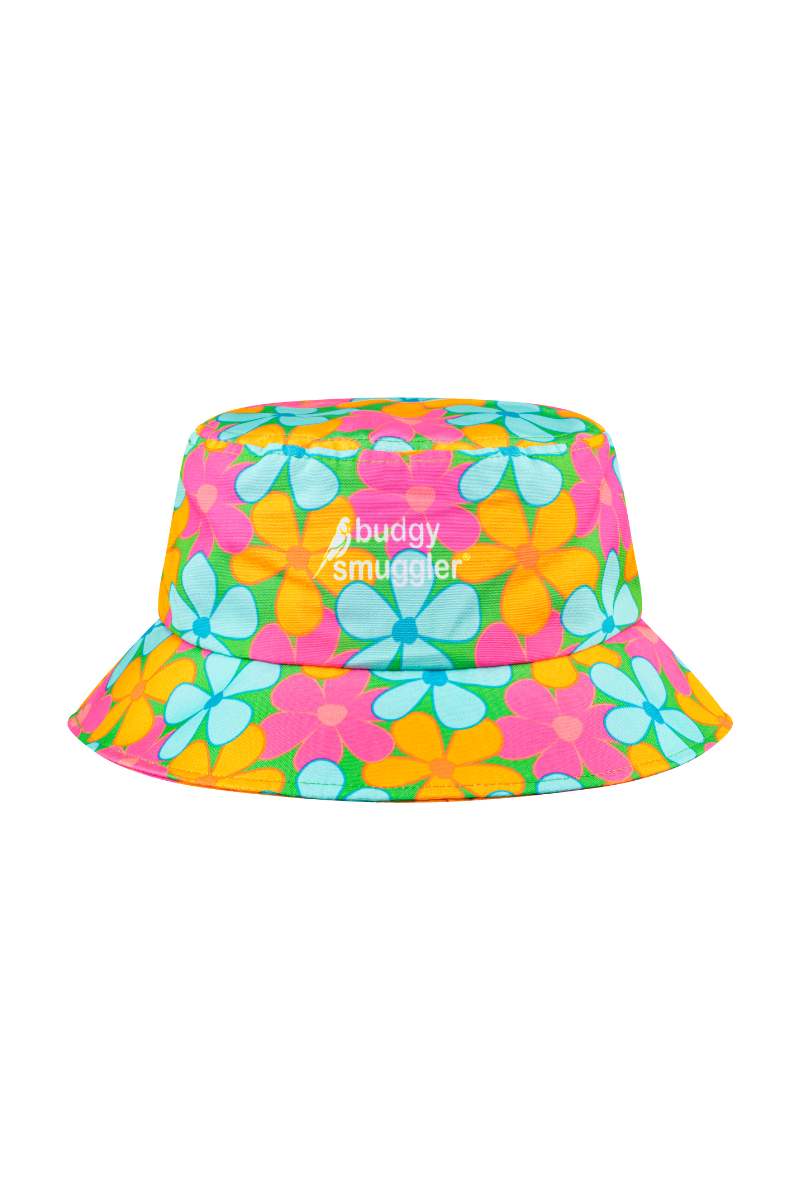 Mens Swim, Towel and Bucket Hat Bundle in Fluro Flowers