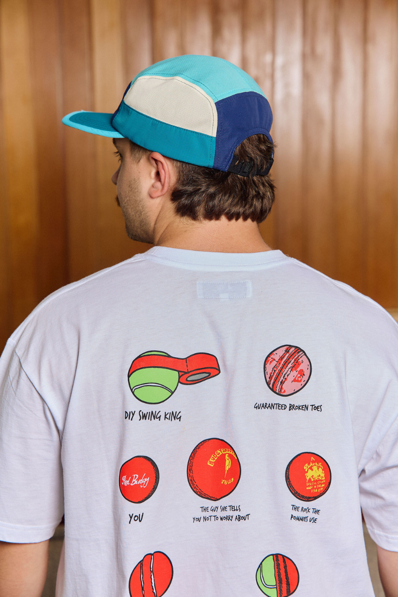 Lightweight White Tee with Crickets Balls