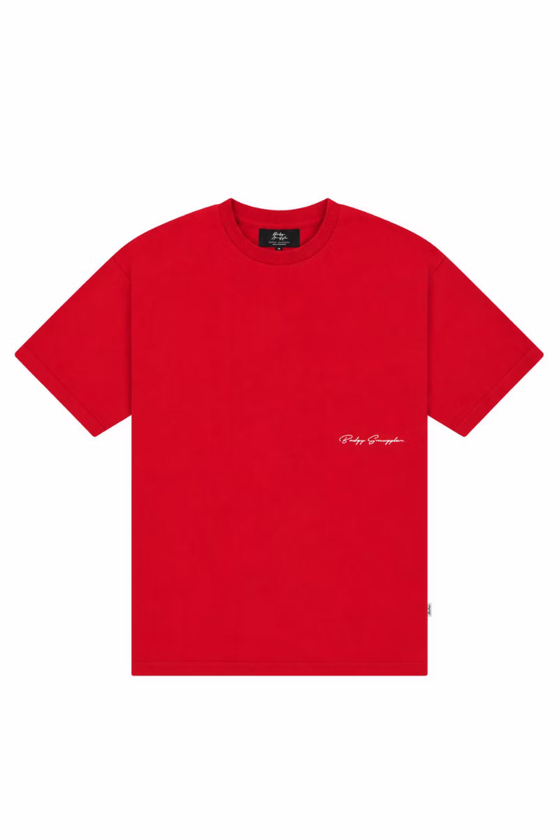 Heavyweight Dark Red Tee in Budgy