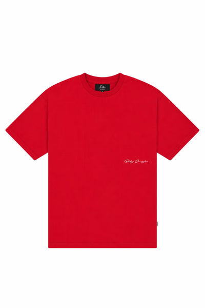 Heavyweight Dark Red Tee in Budgy