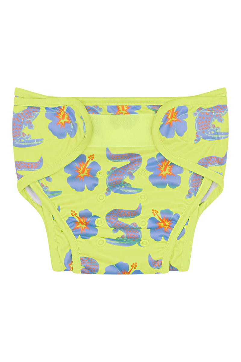 Trop a Croc baby swim nappy front view with hook and loop fastening