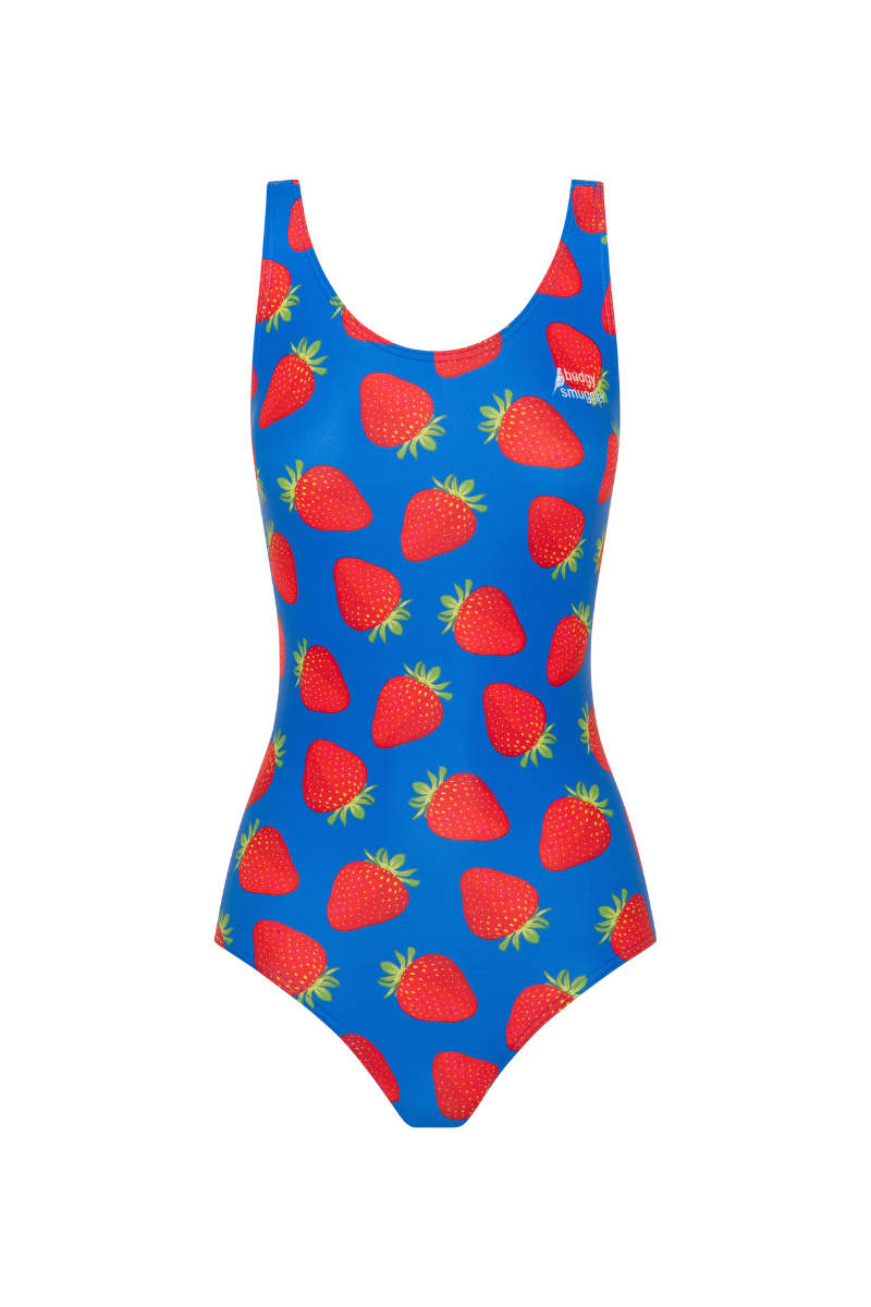 Thick Strap Racer in Blue Strawberries