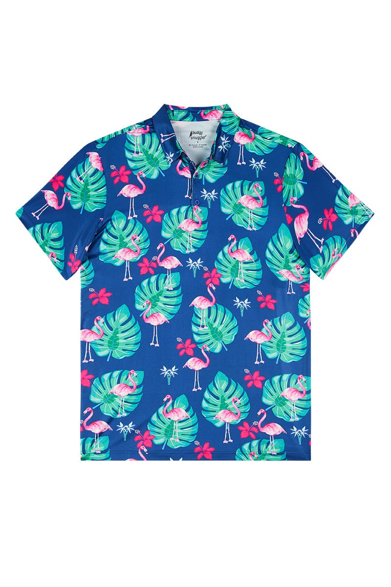 Golf Polo Shirt Flamingo Front