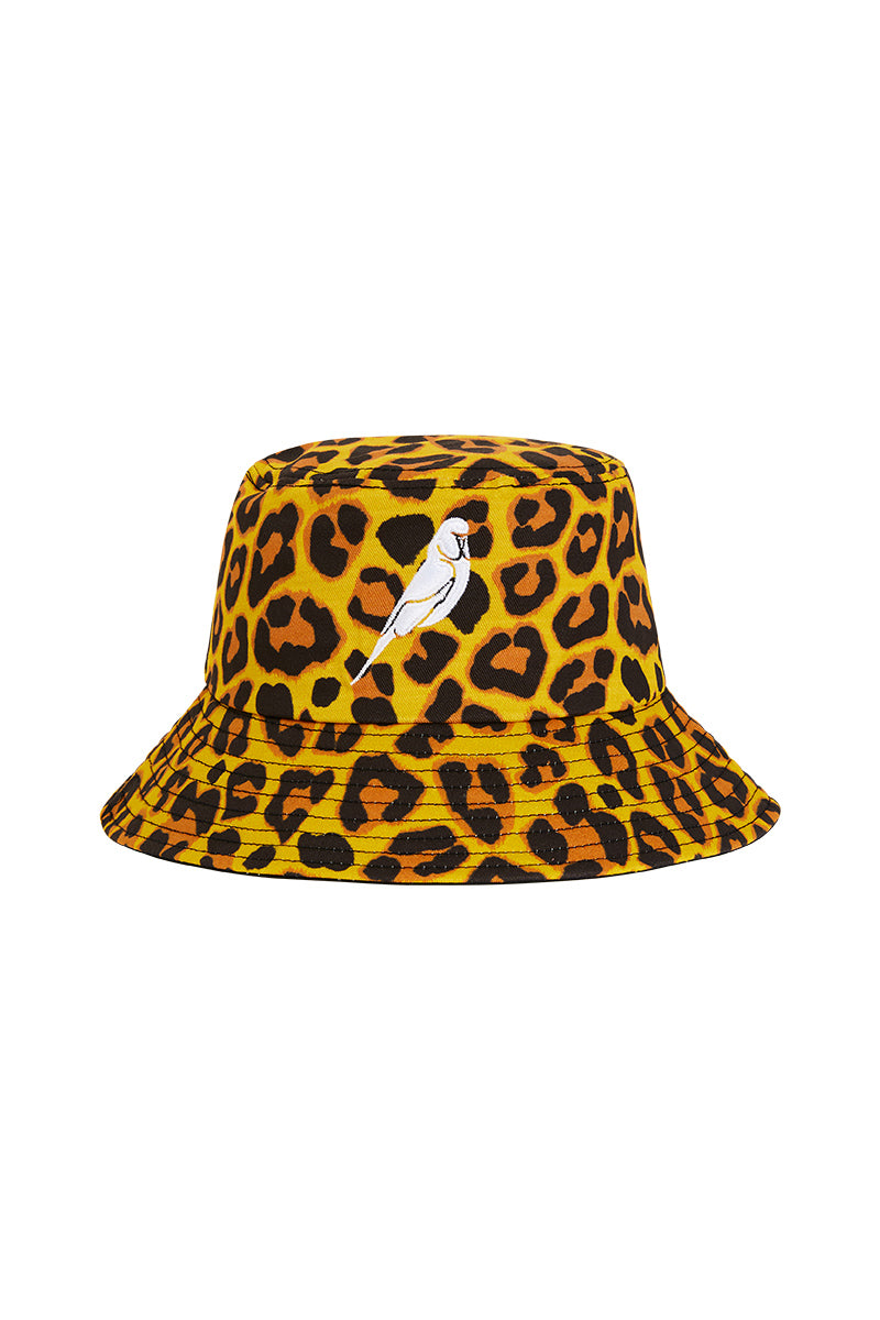 Bucket Hat in Washed Leopard